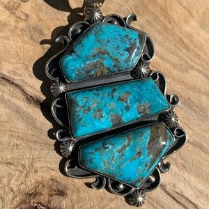 Chimney Butte Native American Turquoise & Silver Pendant